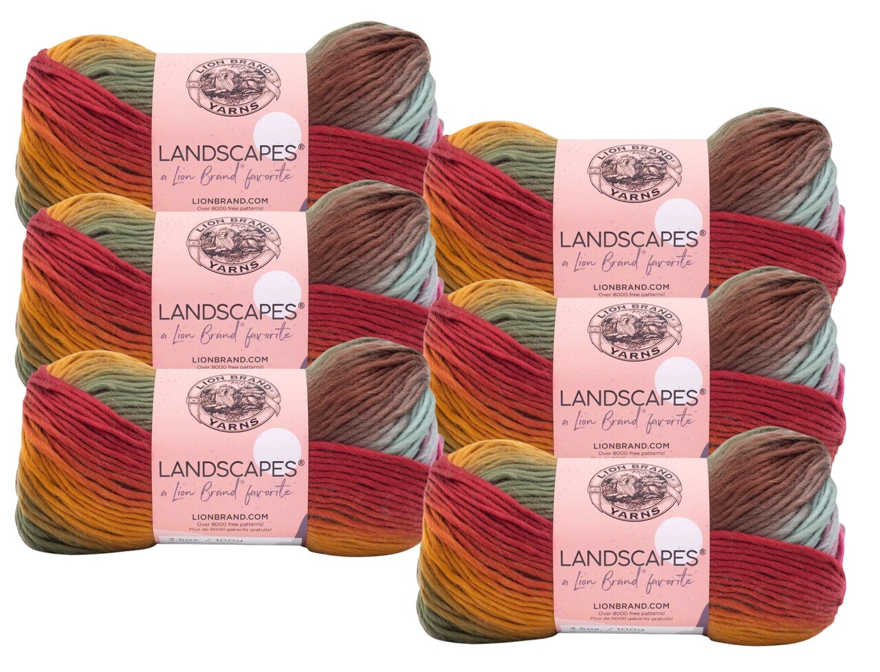 Lion Brand Yarn - Landscapes - 6 Pack Matching Dye Lot (Desert Spring)